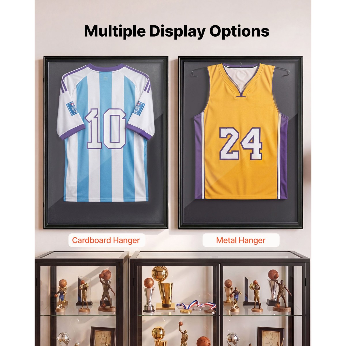 Θήκη οθόνης VEVOR Jersey Frame, 92,5 x 71,8 x 4 cm, Ξύλινο Sport Jersey Shadow Box με 98% προστασία από την υπεριώδη ακτινοβολία για υπολογιστή και κρεμάστρα, μαγνητική κλειδαριά, για μπάσκετ μπάσκετ μπάσκετ πουκάμισο χόκεϊ