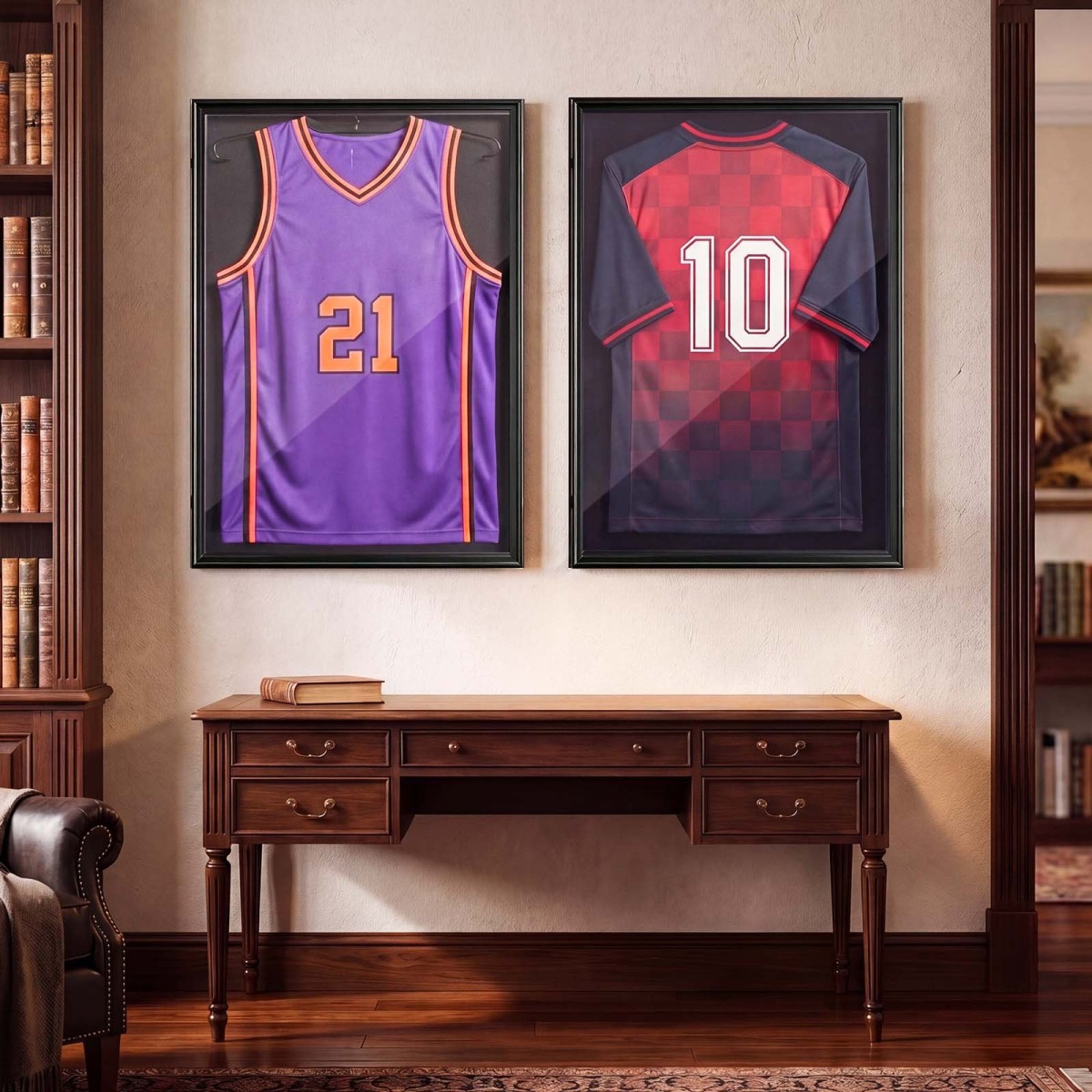 Θήκη οθόνης VEVOR Jersey Frame, 92,5 x 71,8 x 4 cm, Ξύλινο Sport Jersey Shadow Box με 98% προστασία από την υπεριώδη ακτινοβολία για υπολογιστή και κρεμάστρα, μαγνητική κλειδαριά, για μπάσκετ μπάσκετ μπάσκετ πουκάμισο χόκεϊ