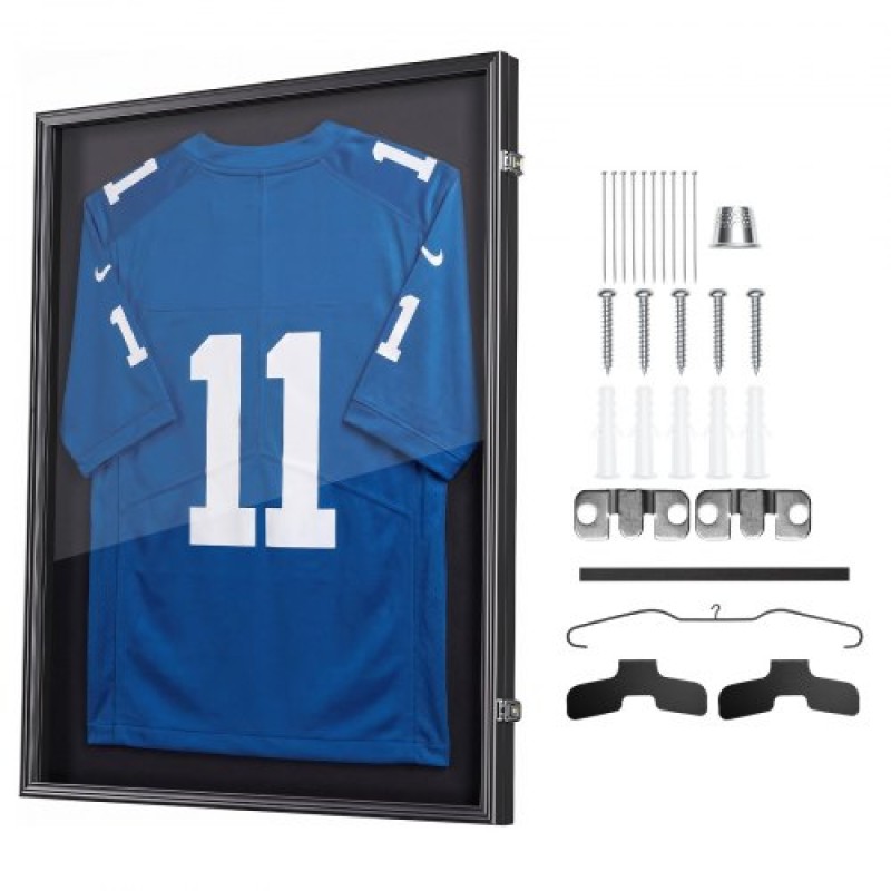 Θήκη οθόνης VEVOR Jersey Frame, 92,5 x 71,8 x 4 cm, Ξύλινο Sport Jersey Shadow Box με 98% προστασία από την υπεριώδη ακτινοβολία για υπολογιστή και κρεμάστρα, μαγνητική κλειδαριά, για μπάσκετ μπάσκετ μπάσκετ πουκάμισο χόκεϊ