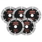 Λεπίδες διαμαντιών VEVOR 125 mm, Λεπίδα κοπής 5-pack Wall Chaser Saw, Arbor 20 mm, Διαμαντένια τμήματα υψηλής σκληρότητας, Πυρήνας χάλυβα 65Mn, Ξηρή υγρή κοπή, Καθαρές άκρες για τσιμέντο από τσιμέντο από τούβλα