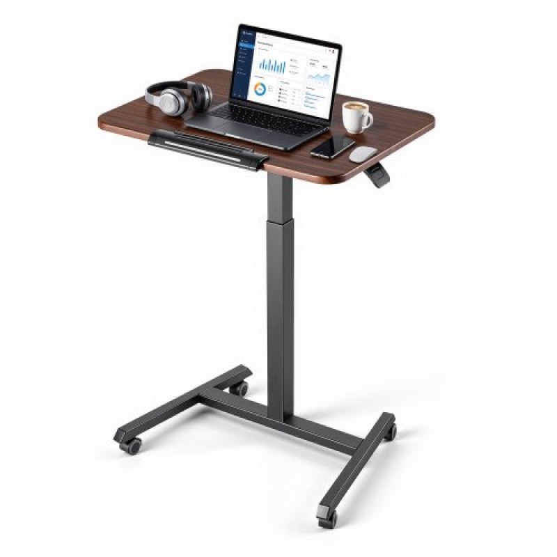 Γραφείο VEVOR Standing Desk, Ρυθμιζόμενο ύψος Κινητό Stand Up Desk με ανακλινόμενη επιφάνεια εργασίας, 650 x 480 mm Μικρή βάση εργασίας υπολογιστή με 4 τροχούς, χωρητικότητας 15 kg, Ιδανικό για οικιακό γραφείο