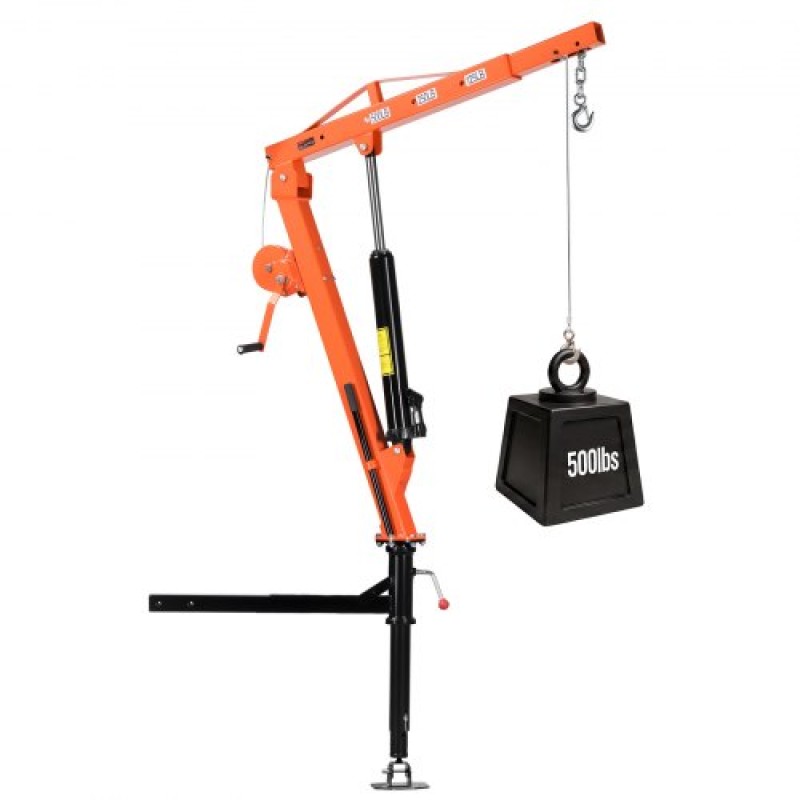 Γερανός φορτηγού VEVOR, 227 κιλά Pickup Hitch Crane Ανάρτηση ρυμουλκούμενου με χειροκίνητο βαρούλκο & υδραυλικό γρύλο, περιστρεφόμενο τηλεσκοπικό μπούμα 360°, πτυσσόμενο ανυψωτικό κρεββάτι φορτηγού για ανύψωση μηχανημάτων ξυλείας