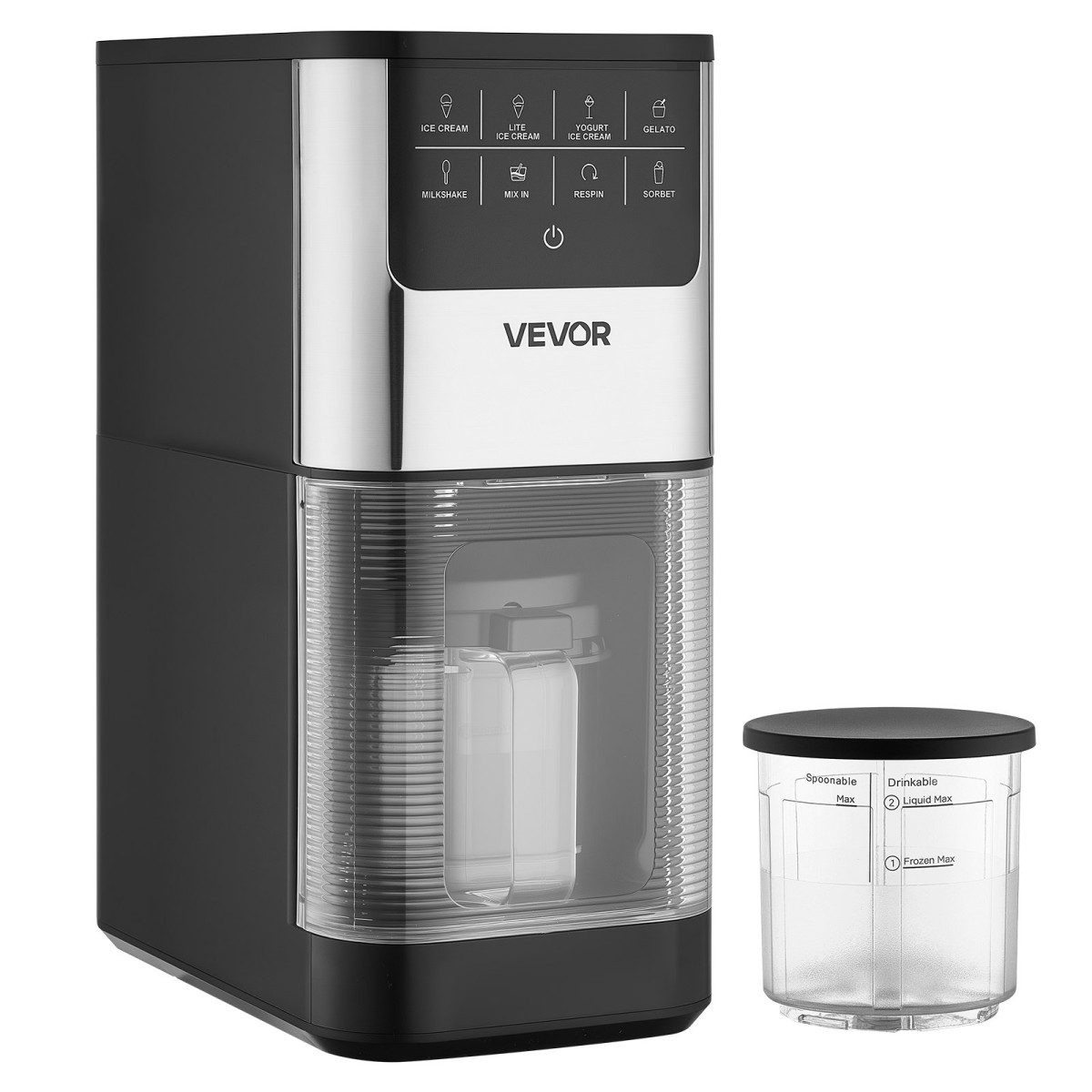 Ice Cream Maker VEVOR, 7-σε-1 Frozen Treat Maker για Gelato, Sorbet, Milkshake, Frozen Yogurt & Lite Ice Cream, Σπιτική παγωτομηχανή με ανάμειξη με ένα άγγιγμα + Respin για λεία, κρεμώδη υφή