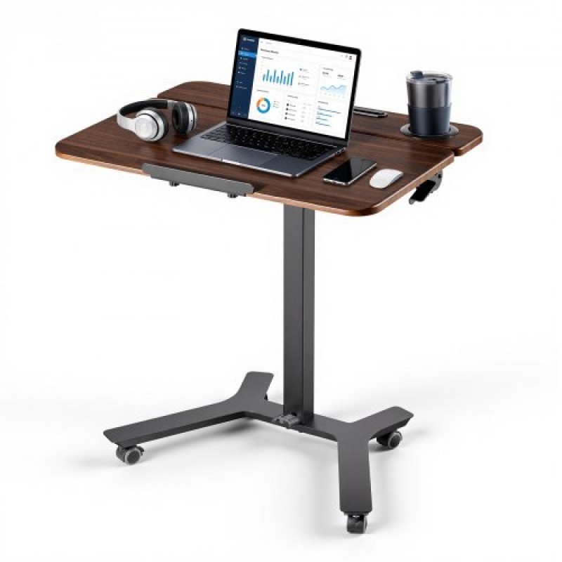 Γραφείο VEVOR Standing Desk, Ρυθμιζόμενο ύψος Κινητό Stand Up Desk με ανακλινόμενη επιφάνεια εργασίας, 715 x 525 mm Μικρή βάση εργασίας υπολογιστή, χωρητικότητα 15 kg, Πνευματικό ανυψωτικό πεντάλ ποδιών για σπίτι, γραφείο
