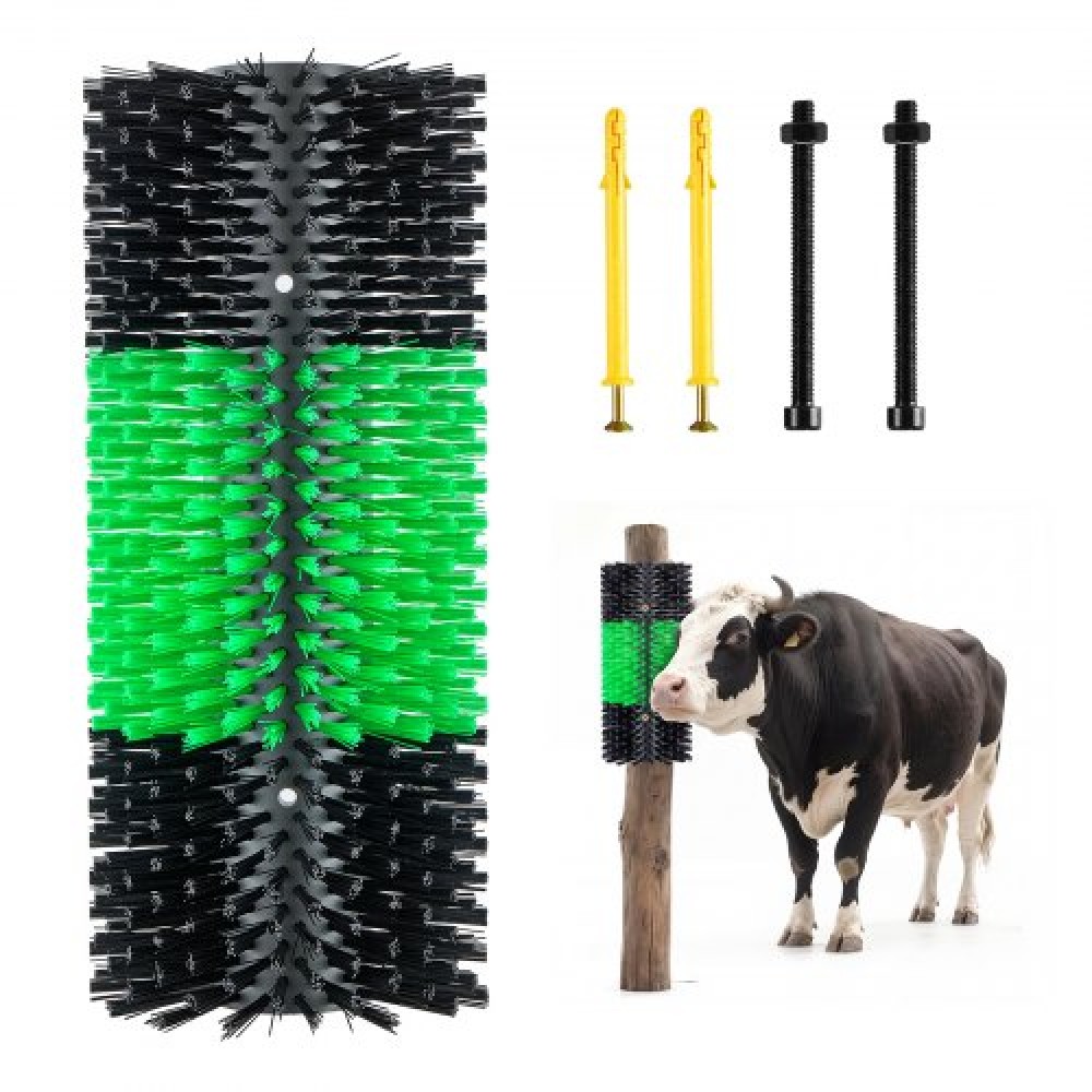 VEVOR Livestock Scratching Brush, 1PC Goat Scratcher Brush Post με 4 βίδες, 430 x 190 mm Ξυστό αγελάδας για ανακούφιση από τον κνησμό στην πλάτη, Εργαλείο γρατσουνιάς μασάζ περιποίησης για πρόβατα χοιρινά βοοειδή αλόγων, Πράσινο & Μαύρο