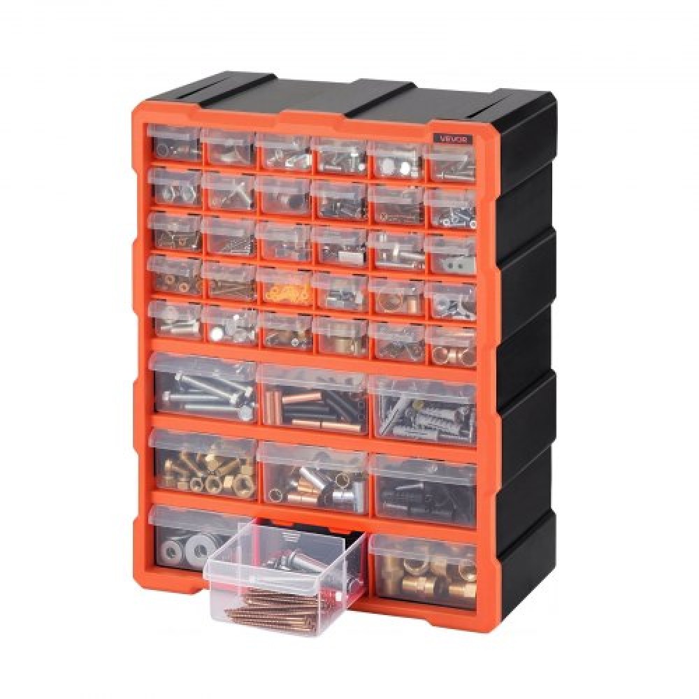 VEVOR 39-Drawer Storage Organizer, Πλαστικό, Ντουλάπι αποθήκευσης συρταριών για οργάνωση γκαράζ, στοιβαζόμενο μικροεξαρτήματα οργάνωσης, επιτοίχια εργαλειοθήκη, για υλικό, χάντρες, βίδες, χειροτεχνίες, τούβλα οικοδομής