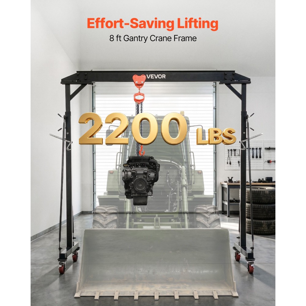VEVOR Ρυθμιζόμενος γερανός Gantry, Χωρητικότητα 997,9 kg, Φορητό ανυψωτικό καταστήματος με ρυθμιζόμενο ύψος 2430-3630 mm, τροχοί κλειδώματος, χαλύβδινη κατασκευή, για εργοστάσιο, αποθήκη, επισκευή αυτοκινήτων, μόνο πλαίσιο