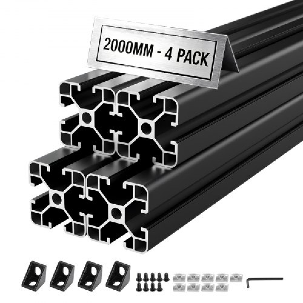 Προφίλ εξώθησης αλουμινίου VEVOR 4PCS 4040, 78,74 ίντσες 2000 mm, υποδοχή T European Standard Anodized Linear Rail, Rail εξώθησης αλουμινίου υψηλής αντοχής, για εξαρτήματα εκτυπωτών 3D και πάγκος εργασίας CNC DIY, μαύρο