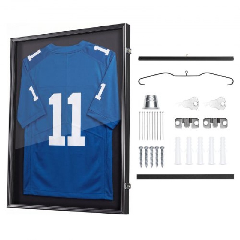 Θήκη οθόνης VEVOR Jersey, 90 x 70 x 4 cm, Ξύλινο Sport Jersey Shadow Box με 98% προστασία από υπεριώδη ακτινοβολία για υπολογιστή και κρεμάστρα, για μπάσκετ μπάσκετ ποδοσφαίρου χόκεϊ πουκάμισο Sport και στολή