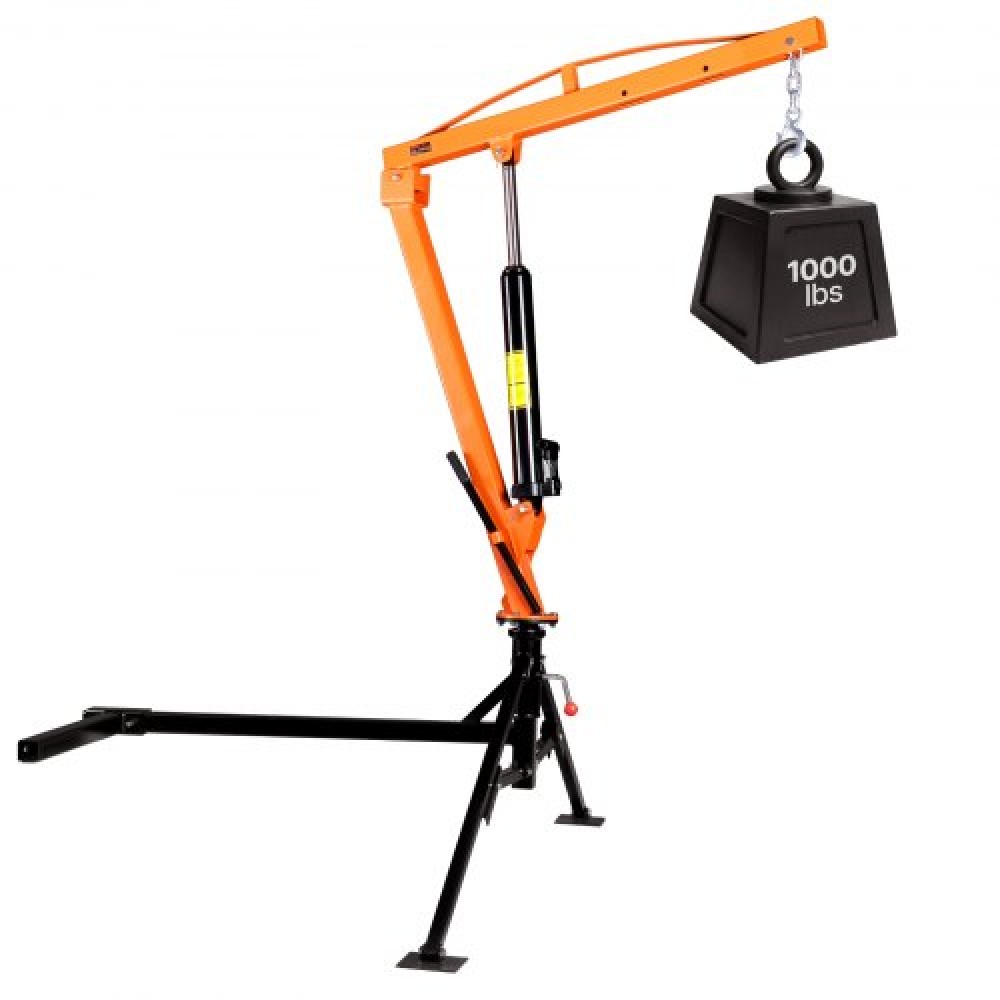 VEVOR Truck Crane, 453,6 kg Pickup Hitch Crane Tick Trailer Mounted, Manual Hydraulic with 8T Hydraulic Jack, 360° Περιστρεφόμενο Τηλεσκοπικό Boom, Αναδιπλούμενος Φλόκος κρεβατιού φορτηγού για ανύψωση μηχανημάτων ξυλείας