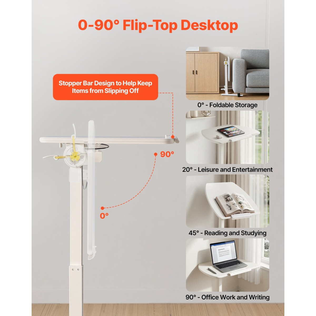 Γραφείο VEVOR Standing Desk, Ρυθμιζόμενο ύψος Κινητό Stand Up Desk με ανακλινόμενη επιφάνεια εργασίας, 650 x 480 mm Μικρή βάση εργασίας υπολογιστή, Χωρητικότητα 15 kg, Πνευματικός ανελκυστήρας για το γραφείο στο σπίτι, πλήρως συναρμολογημένος