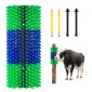 VEVOR Livestock Scratching Brush, 1PC Goat Scratcher Brush Post with 4 Screws, 430 x 190 mm Cow Scratcher for Back Itch Relief, Massage Grooming Scratch Tool for Horse Cattle Sheep Pig, Πράσινο & Μπλε