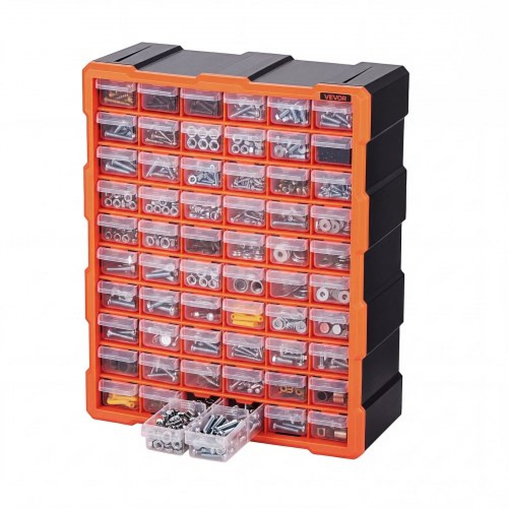 VEVOR 60-Drawer Storage Organizer, Πλαστικό, Ντουλάπι αποθήκευσης συρταριών για οργάνωση γκαράζ, στοιβαζόμενο μικροεξαρτήματα οργάνωσης, επιτοίχια εργαλειοθήκη, για υλικό, χάντρες, βίδες, χειροτεχνίες, τούβλα οικοδομής