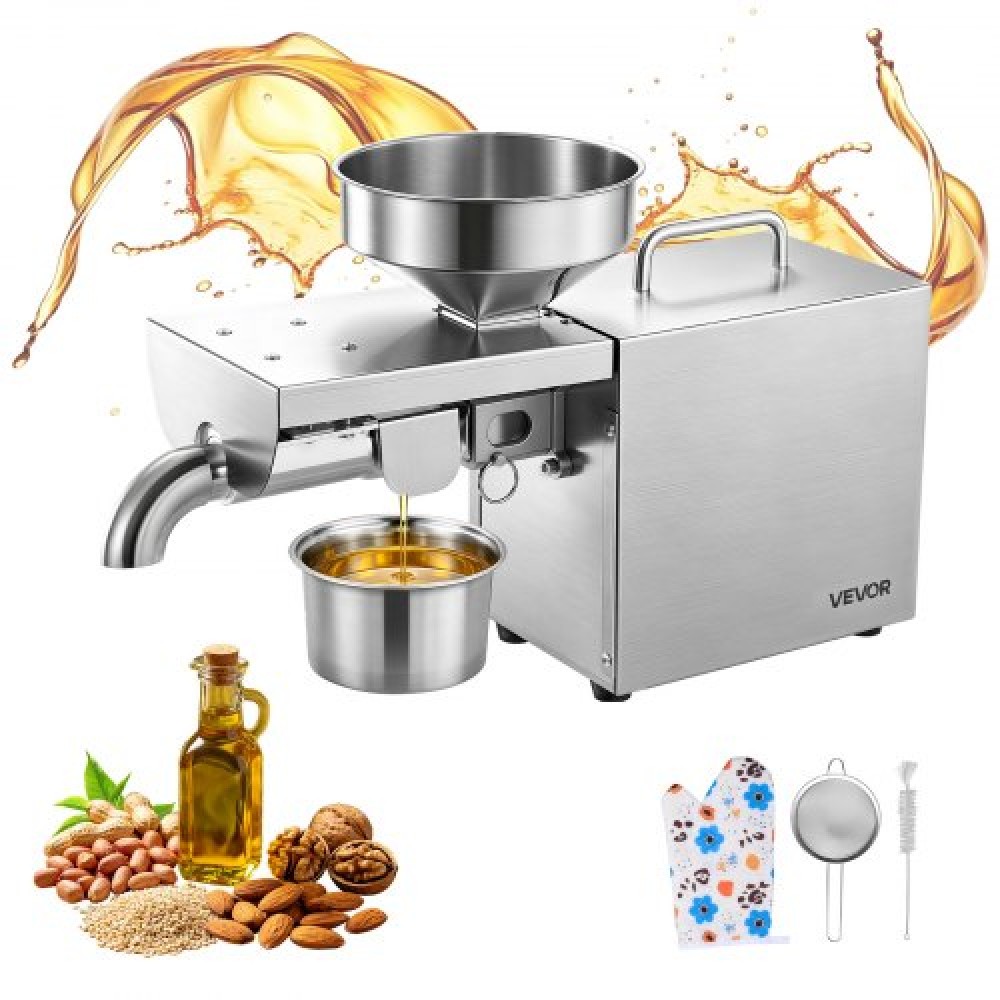 Μηχανή λαδιού VEVOR, χωρητικότητας 3,75 kg/H, Μηχανή εξαγωγής λαδιού 700 W, αυτόματη ηλεκτρική μηχανή παραγωγής λαδιού για οικιακή χρήση, σταθερή πίεση 230℃ για φιστίκια Σουσάμι Σόγια αμύγδαλα