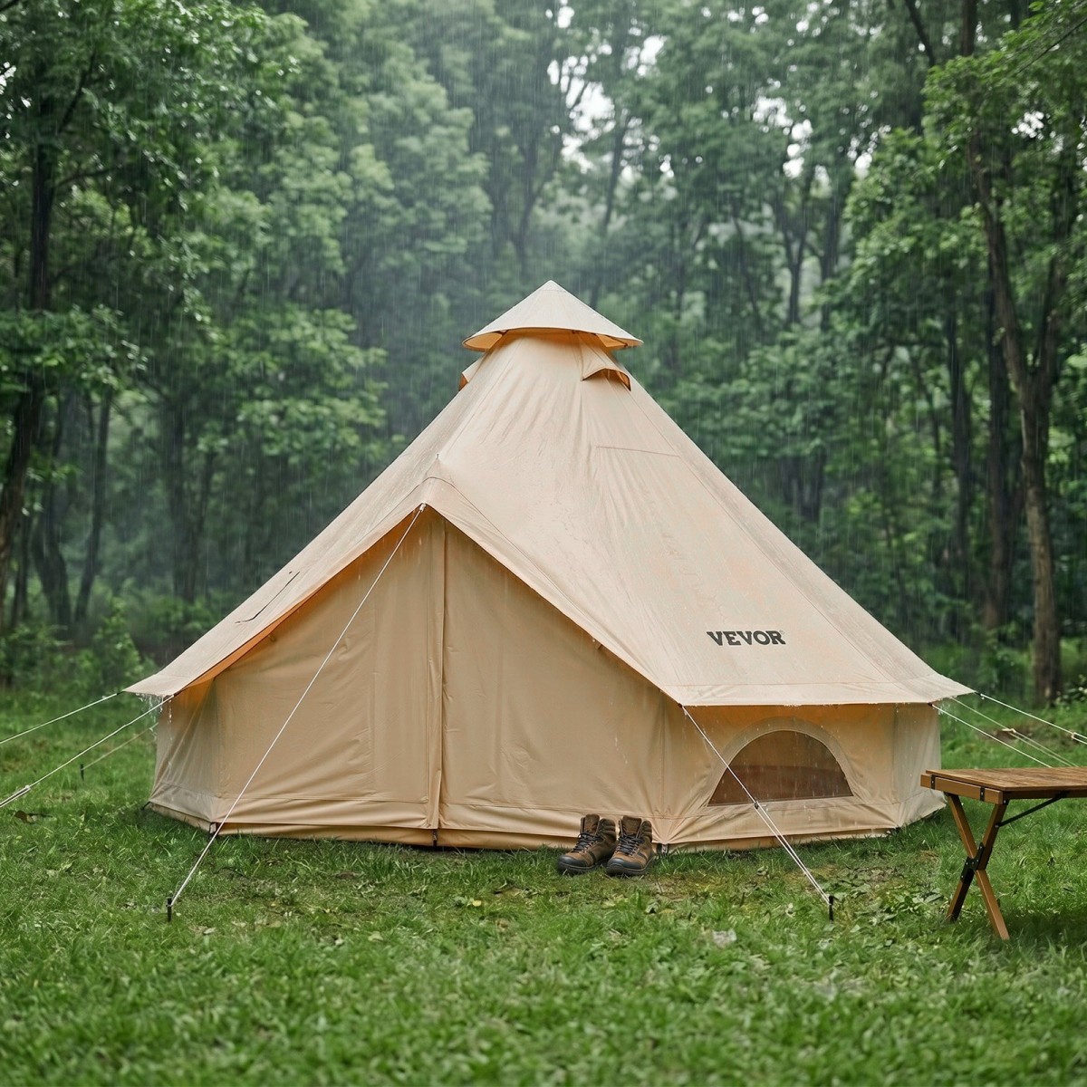 VEVOR Oxford Bell Ten, 4 Seasons 3 m Tent Yurt for Camping with Stove Jack, Αδιάβροχο αναπνέον Χωράει έως και 3 άτομα με Αποσπώμενο Δάπεδο με φερμουάρ, Οικογενειακό Camping Glamping Υπαίθριο Κυνηγετικό Πάρτι