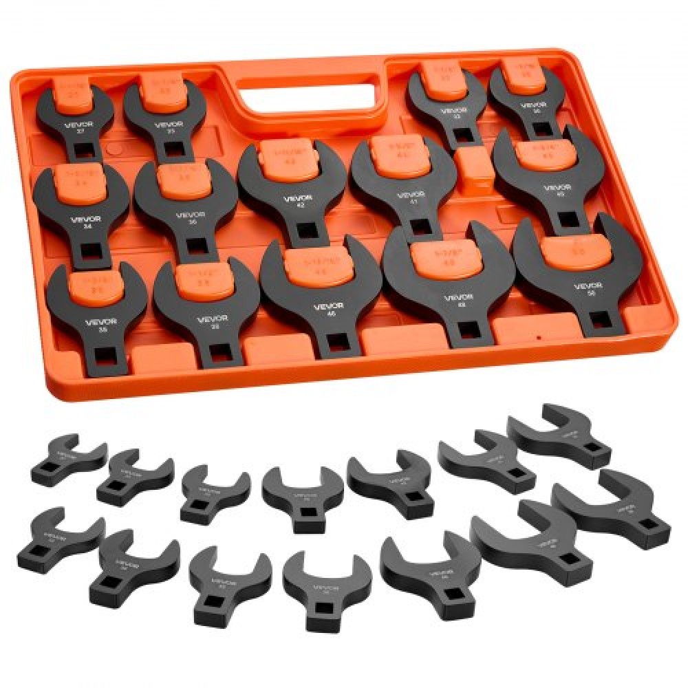 VEVOR Crowfoot Wrench Set, 1/2" Drive, 14 τεμαχίων Metric 27 έως 50 mm Crows Foot wrenches, 40Cr Alloy Steel, με δίσκο αποθήκευσης, σήμανση διπλού μεγέθους σε εργαλεία και δίσκο, για αυτόματη συντήρηση ή επισκευή