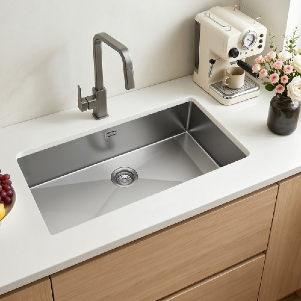 VEVOR 85cm Κουζίνα κάτω από το προσάρτημα μονό μπολ νεροχύτες, ανοξείδωτη λεκάνη αγροικίας με αξεσουάρ, νεροχύτες οικιακού πλυντηρίου πιάτων για RV, κουζίνα προετοιμασίας, πλυσταριό, μπαρ