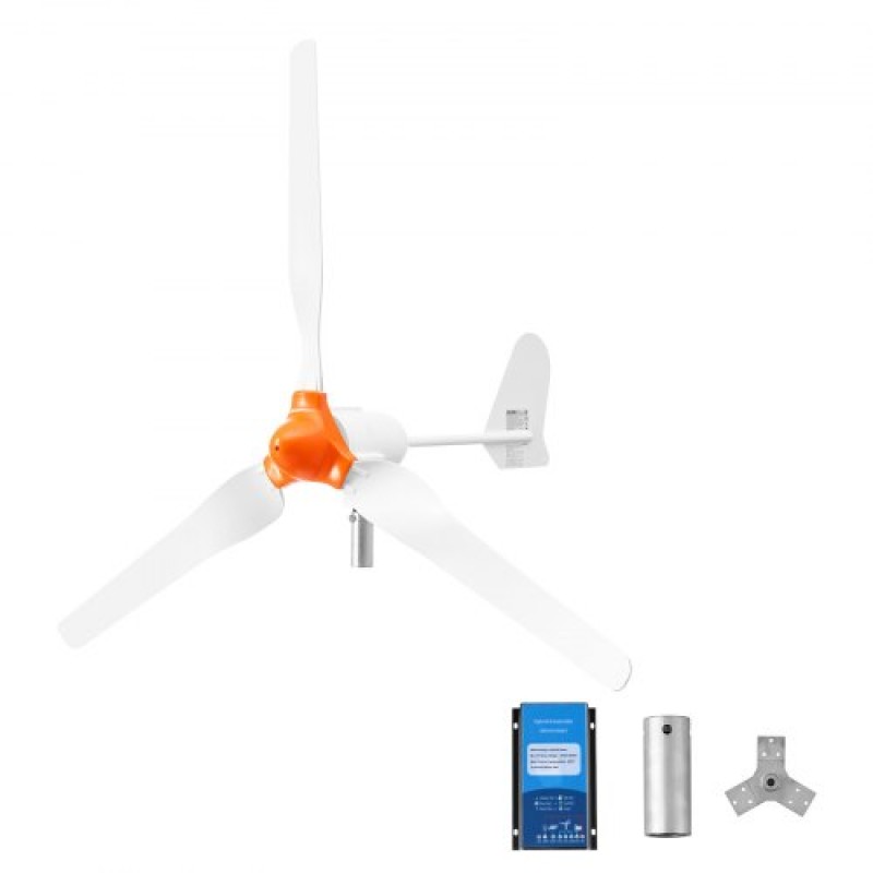 Γεννήτρια ανεμογεννήτριας VEVOR 1200W 24V, κιτ ανεμογεννήτριας 3 λεπίδων με υβριδικό ελεγκτή αιολικής/ηλιακής ενέργειας, αποδοτική 3-φασική μόνιμη γεννήτρια αιολικής ενέργειας AC για οικιακό αγρόκτημα σκαφών RV (Δεν περιλαμβάνεται ο πόλος του πύργου)