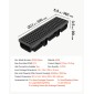 VEVOR Trench Drain, 510 x 140 x 90 mm, 12 Pack Γραμμικό κανάλι αποστράγγισης, HDPE κανάλι αποστράγγισης με σχάρες & τελικές τάπες, Premium εξωτερικό σύστημα αποστράγγισης για δρόμο, βεράντα, πισίνα, κήπο, αυλή, μαύρο
