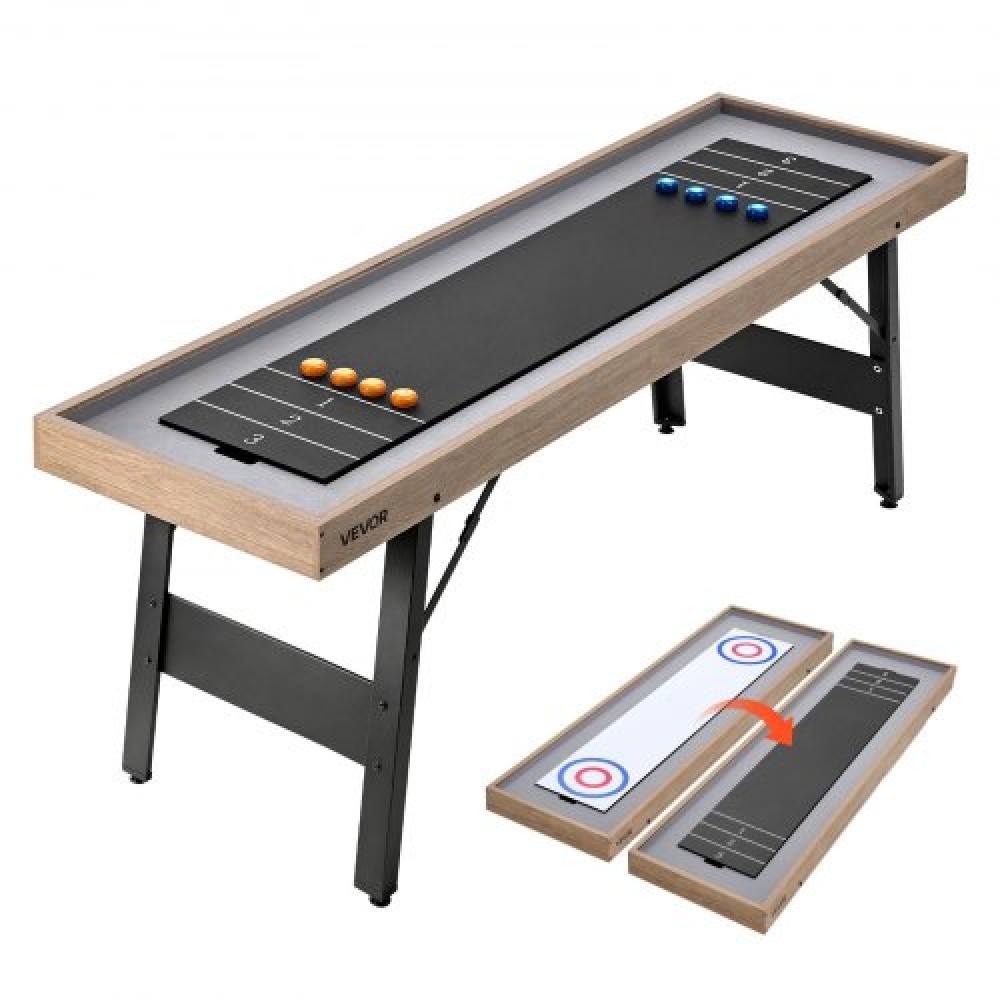 VEVOR 2,1 m Shuffleboard Τραπέζι, 2 σε 1 Shuffleboard και επιτραπέζιο παιχνίδι Combo, Compact Shuffle Board με λεία επιφάνεια, πτυσσόμενα πόδια, 8 μπουζί, εύκολο στην αποσυναρμολόγηση και μετακίνηση, για οικογενειακό δωμάτιο παιχνιδιών