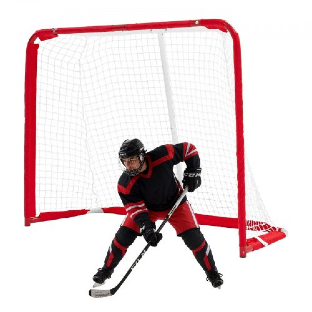 VEVOR Street Hockey Goal, Heavy-Duty Steel Street + Roller Hockey δίχτυα, Ανθεκτικό δίχτυ χόκεϊ για εσωτερική και εξωτερική χρήση, ελαφριά φορητή προπόνηση, εύκολη συναρμολόγηση για το Backyard Park Garage, 142x113 cm
