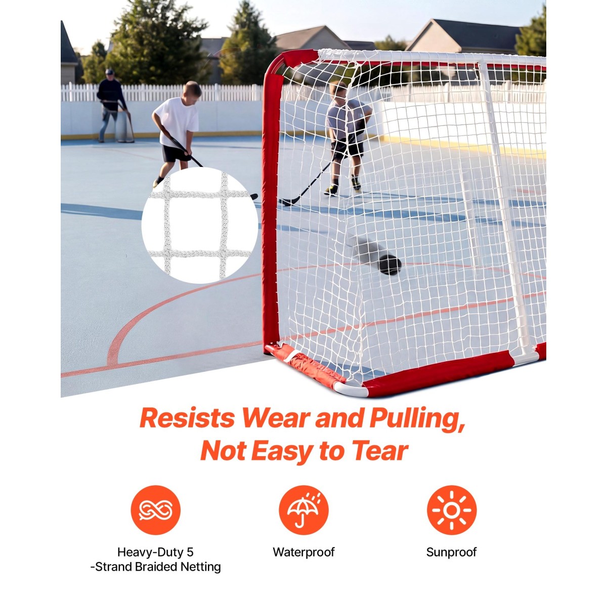 VEVOR Street Hockey Goal, Heavy-Duty Steel Street + Roller Hockey δίχτυα, Ανθεκτικό δίχτυ χόκεϊ για εσωτερική και εξωτερική χρήση, ελαφριά φορητή προπόνηση, εύκολη συναρμολόγηση για το Backyard Park Garage, 142x113 cm