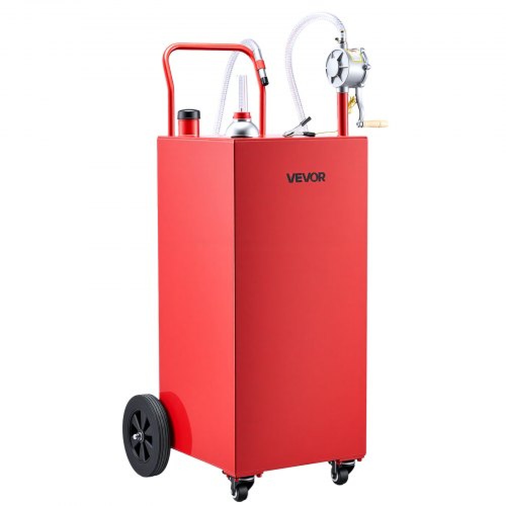 VEVOR 189.3L Fuel Gas Caddy, Carbon Steel, Φορητό δοχείο αποθήκευσης μεταφοράς καυσίμου με χειροκίνητη αντλία & 4 τροχούς κύλισης, δοχείο δοχείου ντίζελ βενζίνης, για αυτοκίνητα, χορτοκοπτικά, ATV, σκάφη, μοτοσικλέτες, κόκκινο