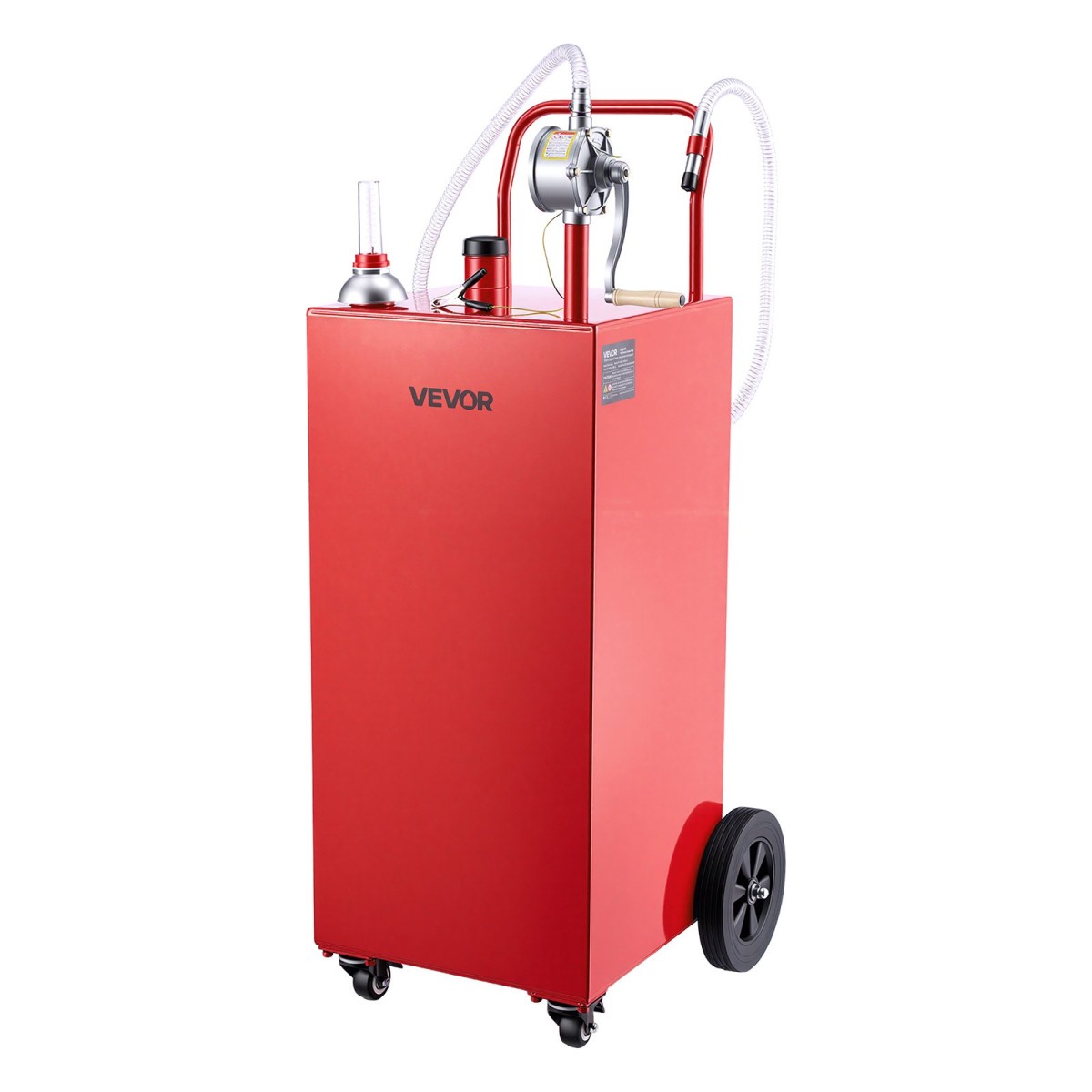 VEVOR 189.3L Fuel Gas Caddy, Carbon Steel, Φορητό δοχείο αποθήκευσης μεταφοράς καυσίμου με χειροκίνητη αντλία & 4 τροχούς κύλισης, δοχείο δοχείου ντίζελ βενζίνης, για αυτοκίνητα, χορτοκοπτικά, ATV, σκάφη, μοτοσικλέτες, κόκκινο