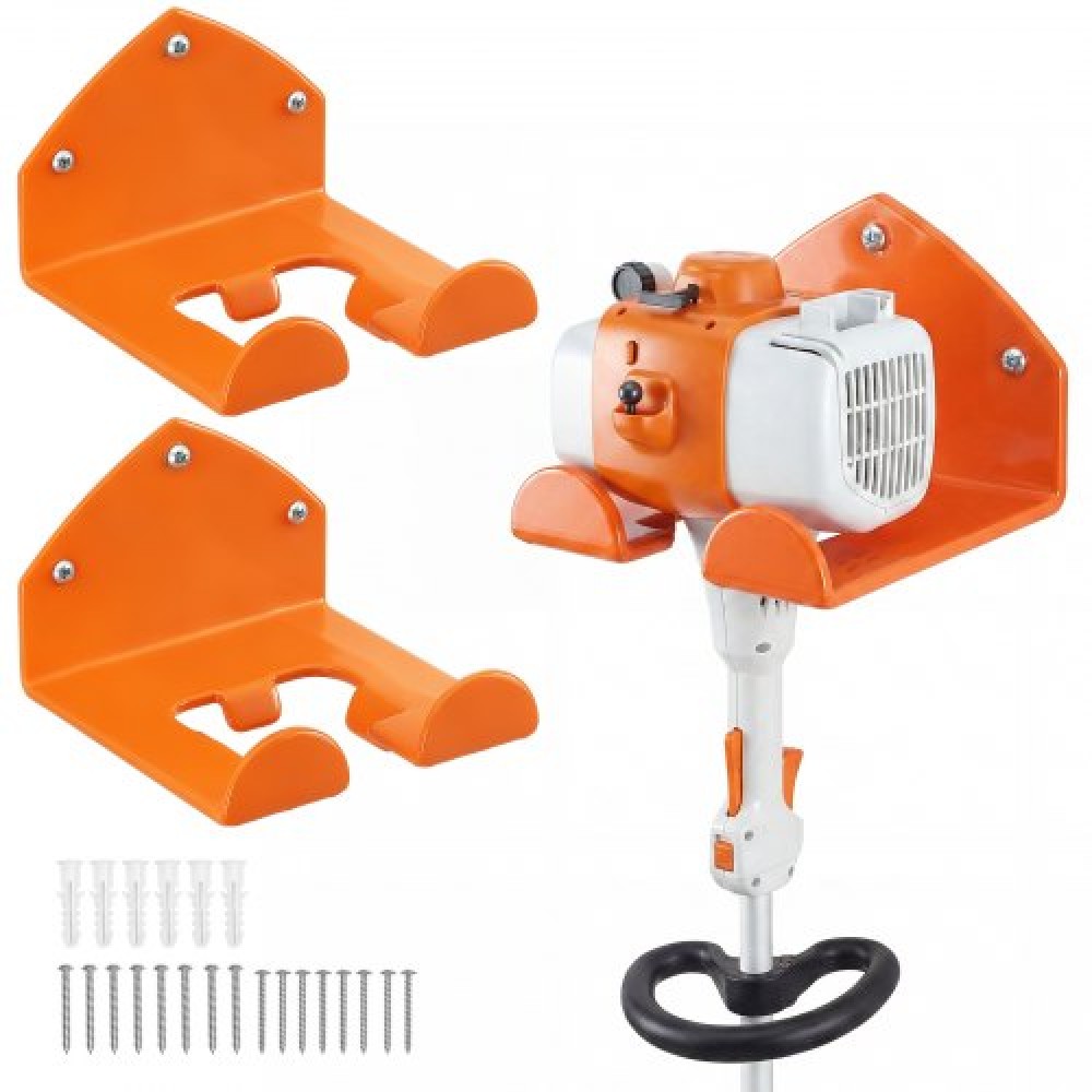 VEVOR Garage Organizer Trimmer Rack 150 mm 2 Pack 82 kg Συνολική χωρητικότητα, Επιτοίχιο Ηλεκτρικό Εργαλείο Κήπου Κρεμάστρα Weed Whackers Holder for Grass/Hedge Trimmer, Leaf Blower, Αλυσοπρίονο, Εργαλεία κήπου, Πορτοκαλί