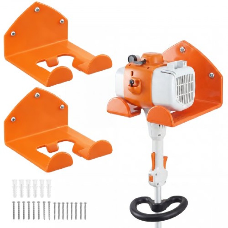 VEVOR Garage Organizer Trimmer Rack 150 mm 2 Pack 82 kg Συνολική χωρητικότητα, Επιτοίχιο Ηλεκτρικό Εργαλείο Κήπου Κρεμάστρα Weed Whackers Holder for Grass/Hedge Trimmer, Leaf Blower, Αλυσοπρίονο, Εργαλεία κήπου, Πορτοκαλί