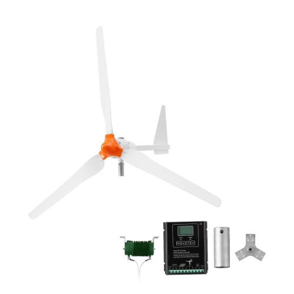 Γεννήτρια ανεμογεννήτριας VEVOR 1500W 24V, κιτ ανεμογεννήτριας 3 λεπίδων με υβριδικό ελεγκτή αιολικής/ηλιακής ενέργειας, αποδοτική 3-φασική μόνιμη γεννήτρια αιολικής ενέργειας AC για οικιακό αγρόκτημα σκαφών RV (Δεν περιλαμβάνεται ο πόλος του πύργου)