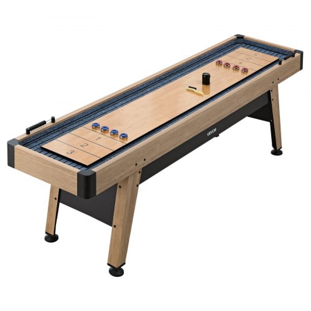 VEVOR 2,7 μέτρα Shuffleboard Τραπέζι, Ανθεκτικό στις γρατσουνιές Playfield για ομαλή, γρήγορη δράση, Πόδια βάθρου με επίπεδα για βέλτιστη σταθερότητα, Shuffle Board με 8 σακίδια, κερί, βούρτσα, για οικογενειακή αίθουσα παιχνιδιών