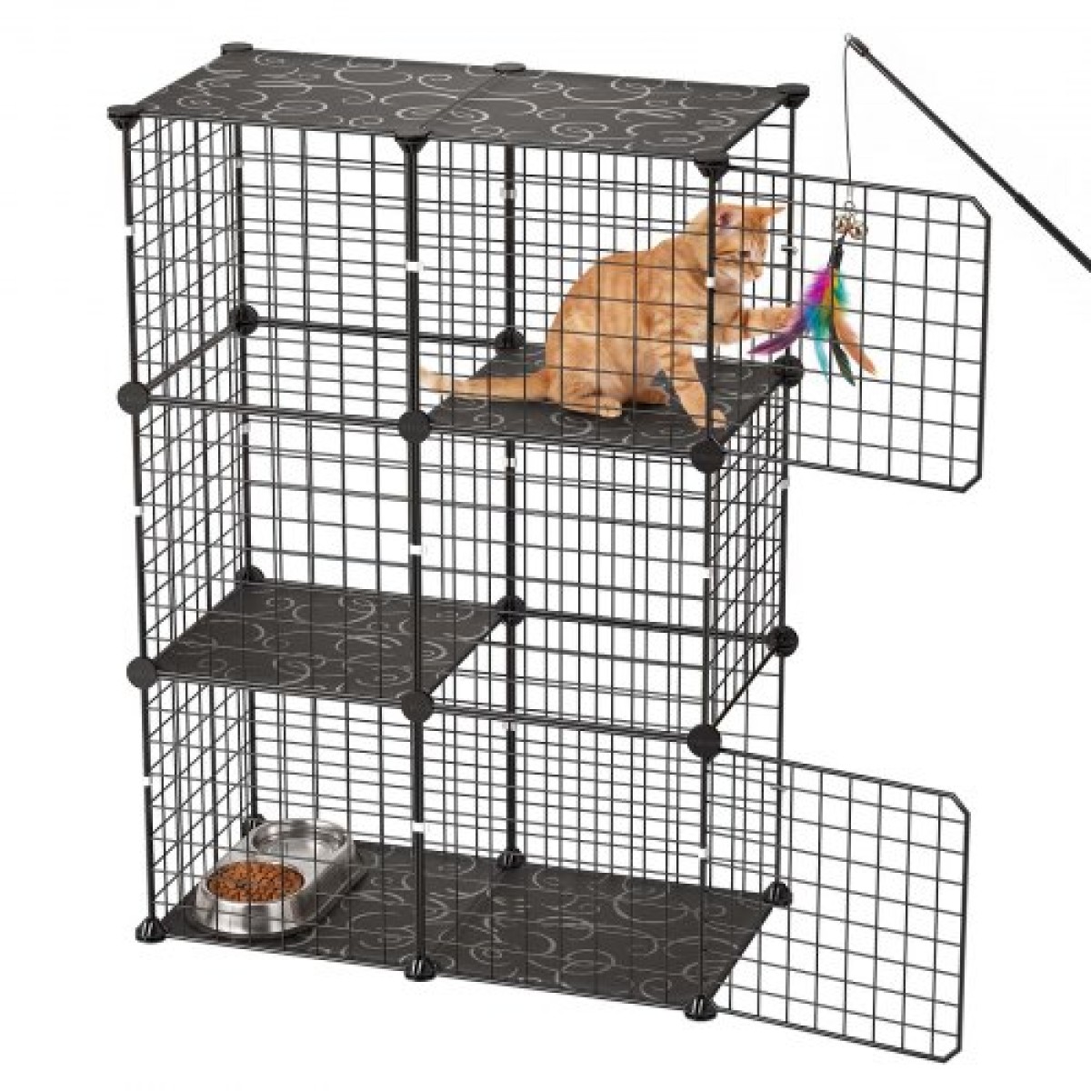 VEVOR Cat Cage 3-Tier 71,1x35,5x104,1 cm Εσωτερικό περίβλημα για παρκοκρέβατο για DIY, Αποσπώμενο μεταλλικό συρμάτινο κιβώτιο ρείθρων, μεγάλο μέρος άσκησης Ιδανικό για 1-2 γάτες, γατάκια, κουνέλια, κουνάβια και μαύρα ζώα,