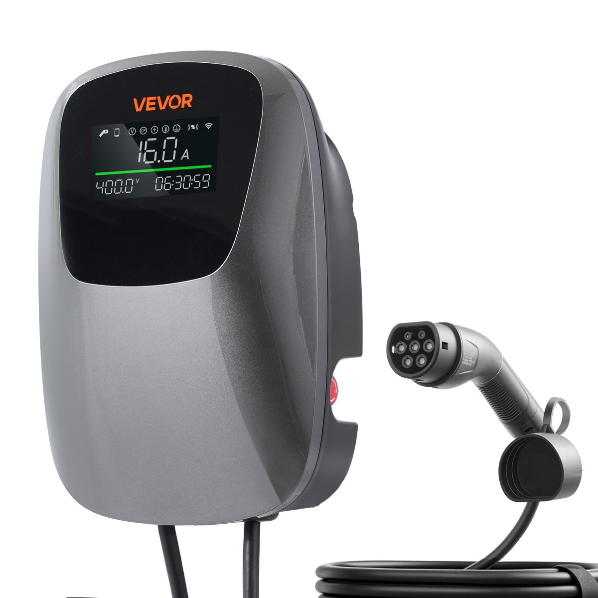 VEVOR Electric Vehicle Charging Station 11kW Τριφασικός φορτιστής EV CEE 16A, για όλα τα EV και PHEV, 400V AC Home Type 2 Smart Car Charging Wallbox, με τηλεχειριστήριο APP & ψηφιακή οθόνη, IP65