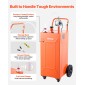 VEVOR 132.5L Fuel Gas Caddy, Carbon Steel, Φορητό δοχείο αποθήκευσης μεταφοράς καυσίμου με χειροκίνητη αντλία και 4 τροχούς, δοχείο βενζίνης ντίζελ, για αυτοκίνητα, χορτοκοπτικά, ATV, σκάφη, μοτοσικλέτες, πορτοκαλί