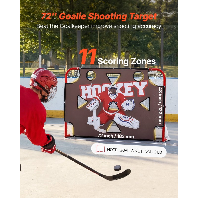 VEVOR Street Hockey Goalie Shooting Target, Shooter Tutor Goal Practice Goal Hockey Target, Αδιάβροχο δίχτυ Premium με 11 τρύπες, Εύκολη Προσάρτηση Στόχων, Προπονητικός Εξοπλισμός για Εξάσκηση Ακρίβειας Σκοποβολής