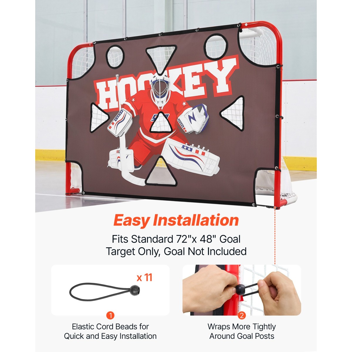 VEVOR Street Hockey Goalie Shooting Target, Shooter Tutor Goal Practice Goal Hockey Target, Αδιάβροχο δίχτυ Premium με 11 τρύπες, Εύκολη Προσάρτηση Στόχων, Προπονητικός Εξοπλισμός για Εξάσκηση Ακρίβειας Σκοποβολής