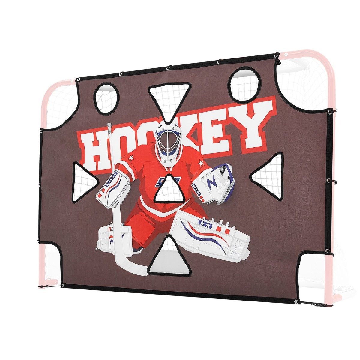 VEVOR Street Hockey Goalie Shooting Target, Shooter Tutor Goal Practice Goal Hockey Target, Αδιάβροχο δίχτυ Premium με 11 τρύπες, Εύκολη Προσάρτηση Στόχων, Προπονητικός Εξοπλισμός για Εξάσκηση Ακρίβειας Σκοποβολής