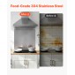 VEVOR 76x76 cm Πλάτη από ανοξείδωτο χάλυβα για σόμπα, Ultra Flat Splatter Guard, Wall Shield Range Hood Backsplash, Easy Clean Μεταλλικό πάνελ τοίχου κουζίνας, προ-τρυπημένες οπές για εύκολη εγκατάσταση, ασήμι