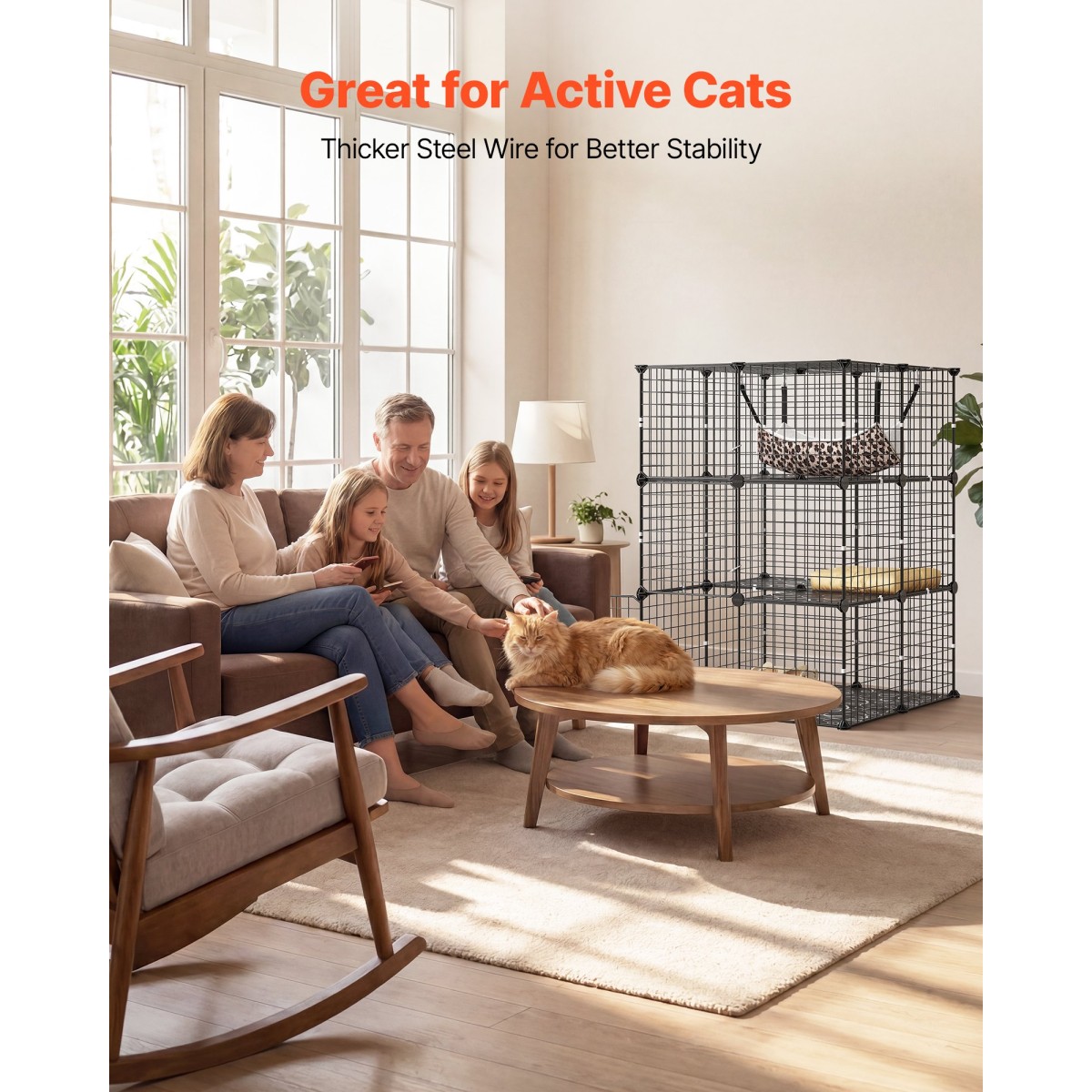 VEVOR Cat Cage 3-Tier 71,1 x 71,1 x 104,1 cm DIY παρκοκρέβατο για γάτες με αιώρα, αποσπώμενο μεταλλικό συρμάτινο κιβώτιο ρείθρων εσωτερικού χώρου, μεγάλο μέρος άσκησης Ιδανικό για 1-2 γάτες, γατάκια & μικρά ζώα, μαύρο