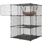 VEVOR Cat Cage 3-Tier 71,1 x 71,1 x 104,1 cm DIY παρκοκρέβατο για γάτες με αιώρα, αποσπώμενο μεταλλικό συρμάτινο κιβώτιο ρείθρων εσωτερικού χώρου, μεγάλο μέρος άσκησης Ιδανικό για 1-2 γάτες, γατάκια & μικρά ζώα, μαύρο