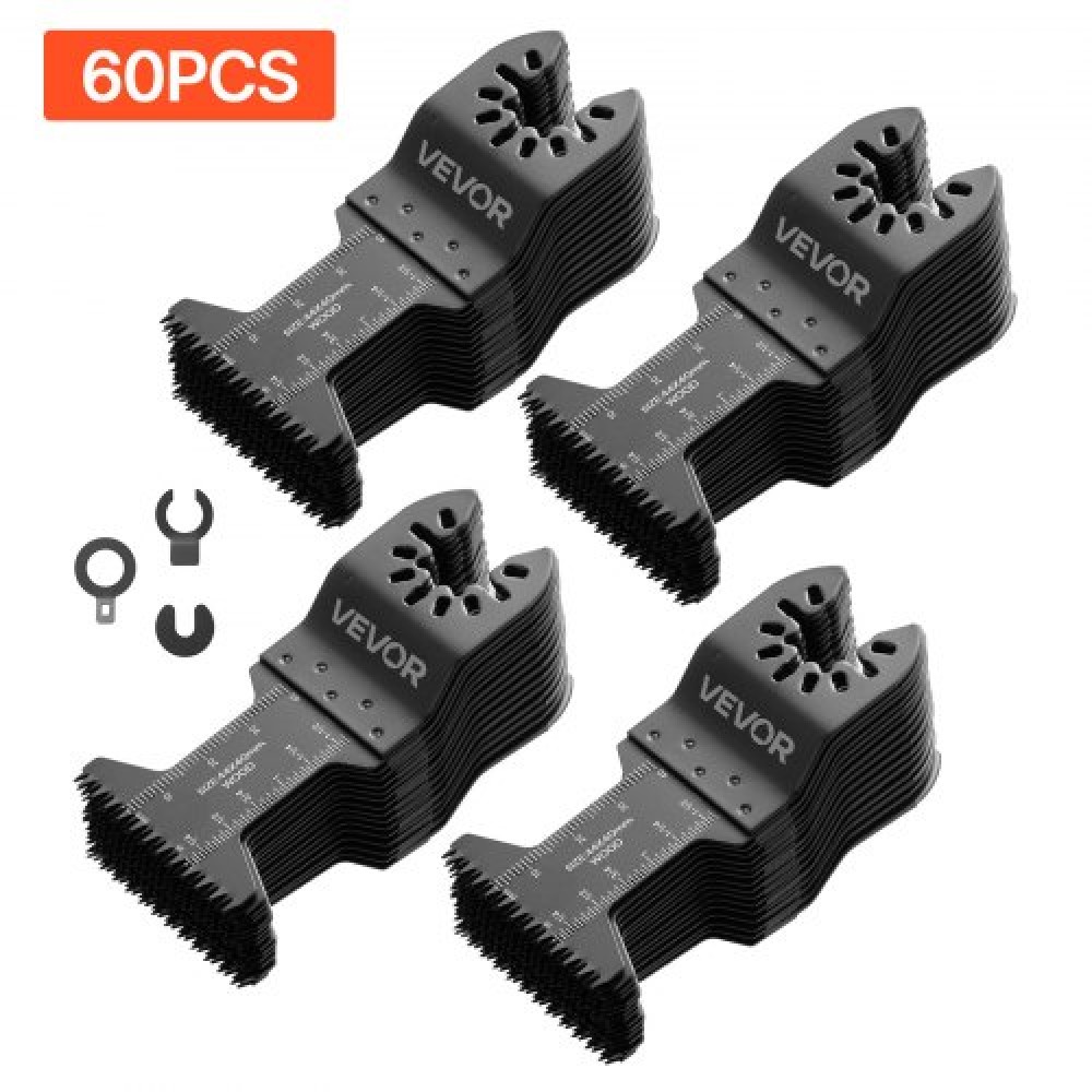VEVOR 60PCS ταλαντευόμενες λεπίδες πριονιού Ιαπωνικά δόντια, Universal γρήγορης αποδέσμευσης ταλαντευόμενες λεπίδες πολλαπλών εργαλείων, λεπίδες εργαλείων πολλαπλών εργαλείων για ξύλο πλαστικό PVC, συμβατές με Dewalt Milwaukee Bosch Craftsman