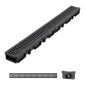 VEVOR Trench Drain, 1005 x 103 x 62 mm, 5 Pack Γραμμικό κανάλι αποστράγγισης, HDPE κανάλι αποστράγγισης με σχάρες & καπάκια, Premium εξωτερικό σύστημα αποστράγγισης για δρόμο, βεράντα, πισίνα, κήπο, αυλή, μαύρο
