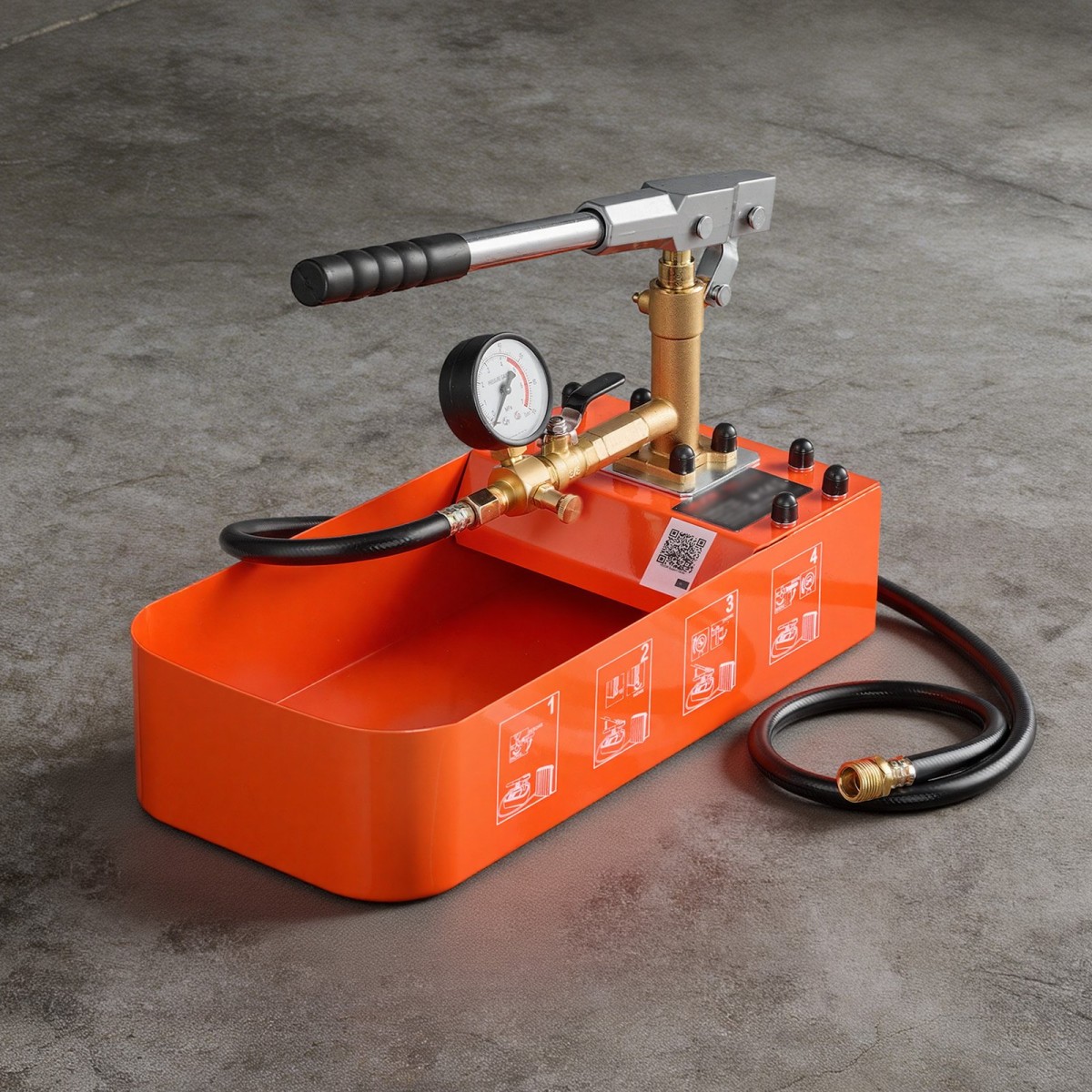 VEVOR Hydrostatic Test Pump 7,57 L Hydraulic Manual Test Pressure Water, Single Valve Hydrostatic Water Pipe Tested Pump Pump kit with Gauge & Tank, Range 0-50 Bar, for Pipeline Heating