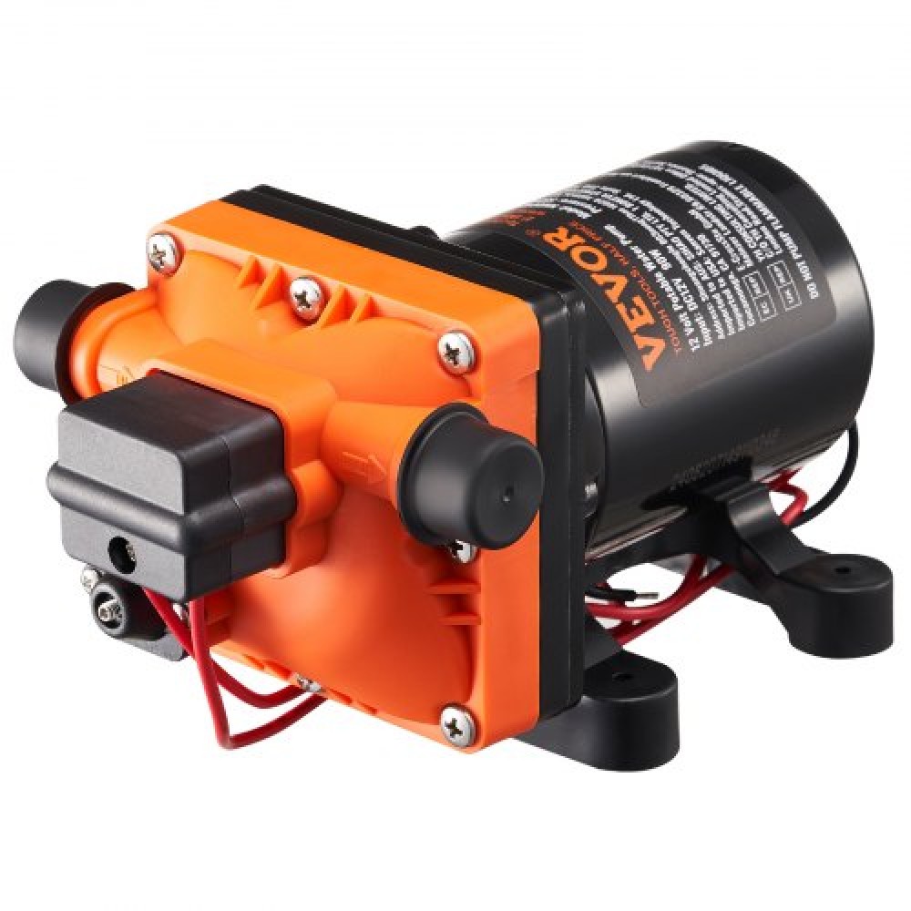 Αντλία διαφράγματος VEVOR 12V, 3 GPM (11,36 L/min), Αντλία νερού 4 θαλάμων 12 Volt DC με αυτόματο διακόπτη πίεσης 2,7-6,9 bar (40-100 PSI) Ρυθμιζόμενη, 3,8 bar (55 PSI), 12,7" για θύρα PTN/TruckerΘαλάσσιος