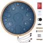 VEVOR Steel Tongue Drum, 14 in & 15 Notes, Rain Drum for Outside Garden, C Major Key, Tank Drum with 2 Mallets & Carry Bag, Hand Pan Drum Drum Percussion Instrument for Musical Education Yoga, Navy Blue