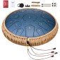 VEVOR Steel Tongue Drum, 14 in & 15 Notes, Rain Drum for Outside Garden, D Major Key, Tank Drum with 2 Mallets & Carry Bag, Hand Pan Drum Drum Percussion Instrument for Musical Education Yoga, Navy Blue
