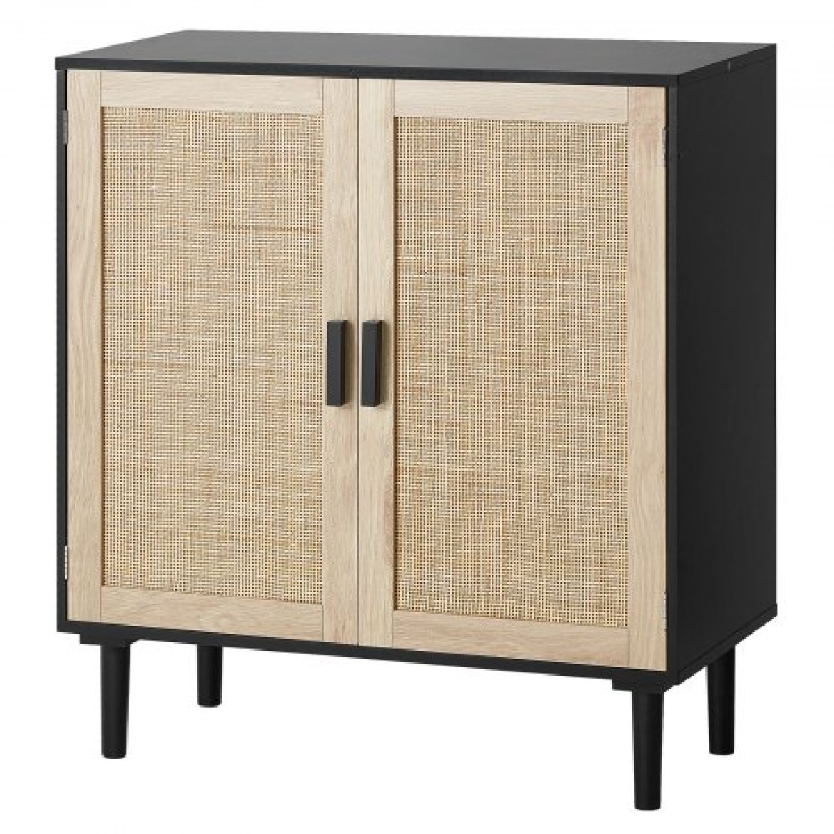 Ντουλάπι VEVOR Rattan, Ντουλάπι αποθήκευσης Rattan με 2 μαγνητικές πόρτες και ρυθμιζόμενα ράφια, μπουφές μπουφέ για διάδρομο, είσοδο, σαλόνι ή κουζίνα, μαύρο