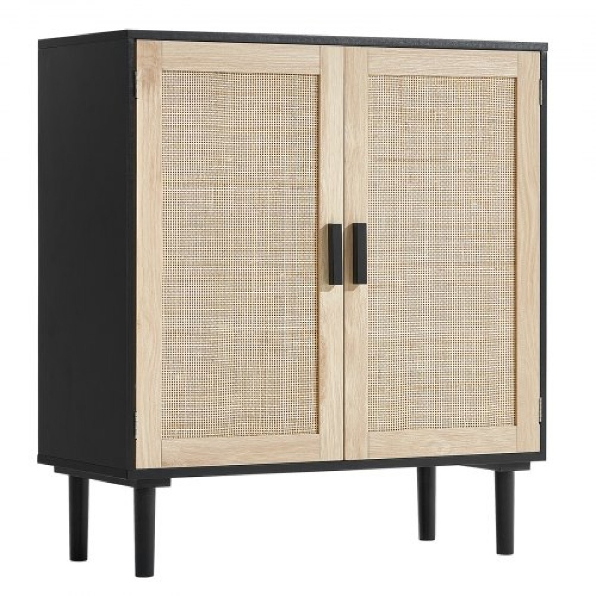 Ντουλάπι VEVOR Rattan, Ντουλάπι αποθήκευσης Rattan με 2 μαγνητικές πόρτες και ρυθμιζόμενα ράφια, μπουφές μπουφέ για διάδρομο, είσοδο, σαλόνι ή κουζίνα, μαύρο