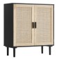 Ντουλάπι VEVOR Rattan, Ντουλάπι αποθήκευσης Rattan με 2 μαγνητικές πόρτες και ρυθμιζόμενα ράφια, μπουφές μπουφέ για διάδρομο, είσοδο, σαλόνι ή κουζίνα, μαύρο
